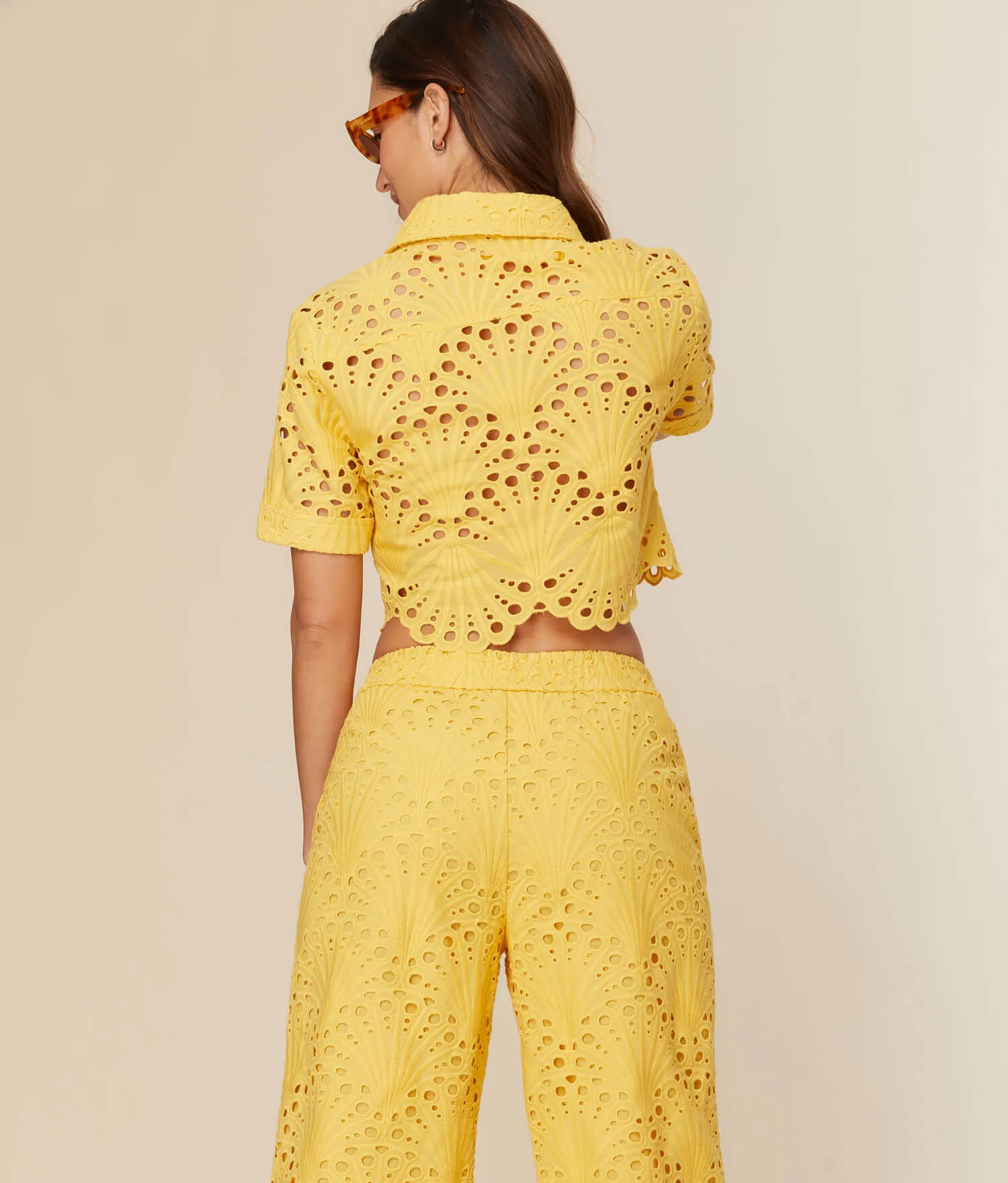 The Baltra Button Up Top - Eyelet - Pineapple