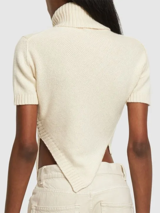 The Row   Dria asymmetric cashmere blend knit top 