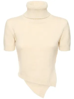 The Row   Dria asymmetric cashmere blend knit top 