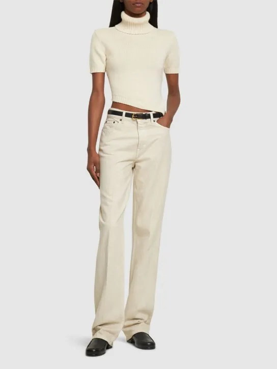 The Row   Dria asymmetric cashmere blend knit top 