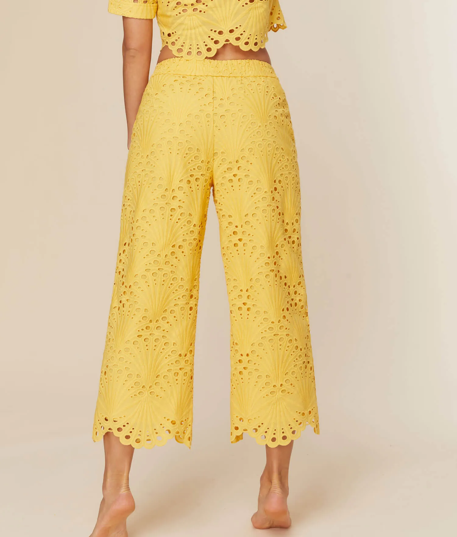 The Suasi Crop Pant - Eyelet - Pineapple