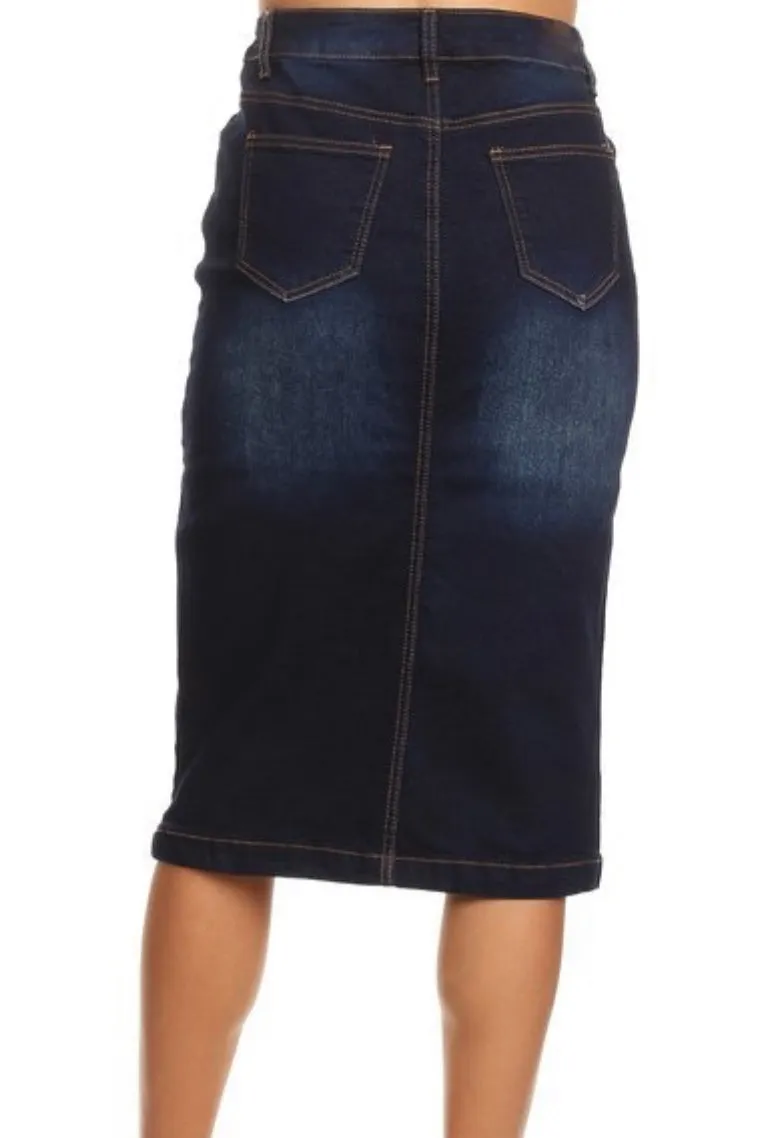Tisa Dark Wash Denim Skirt