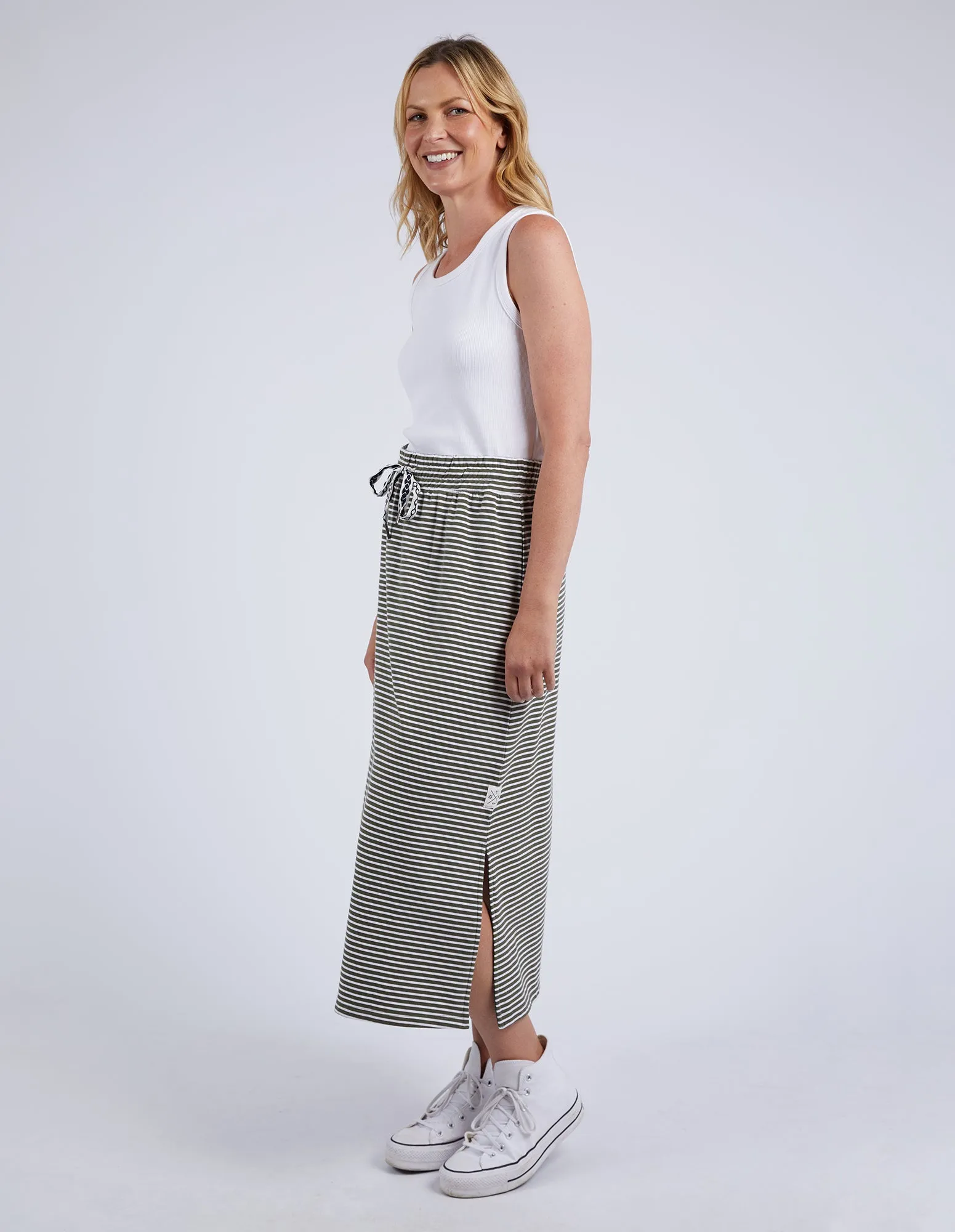 Travel Skirt Khaki & White Stripe