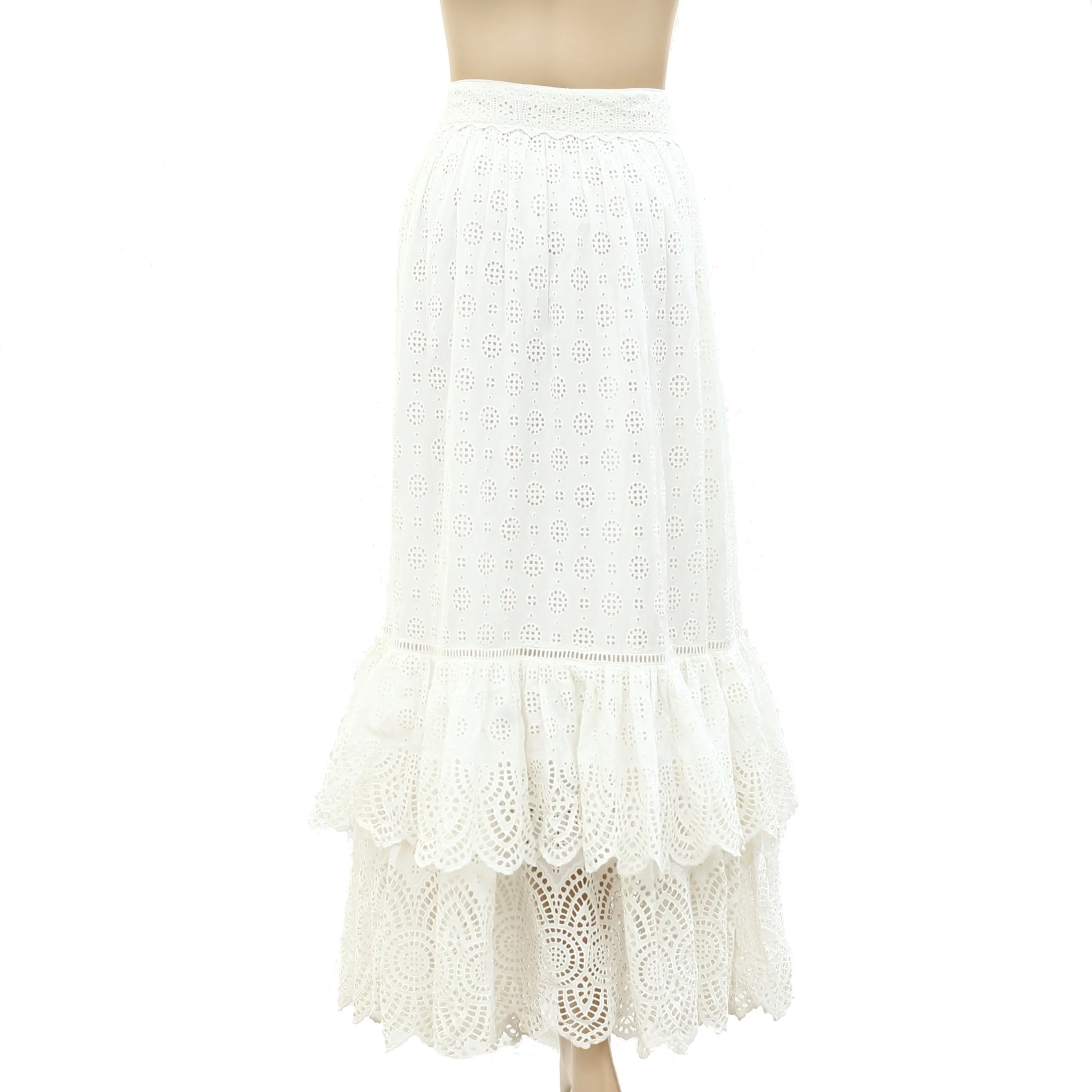 Ulla Johnson Eyelet Embroidered Maxi Long Skirt