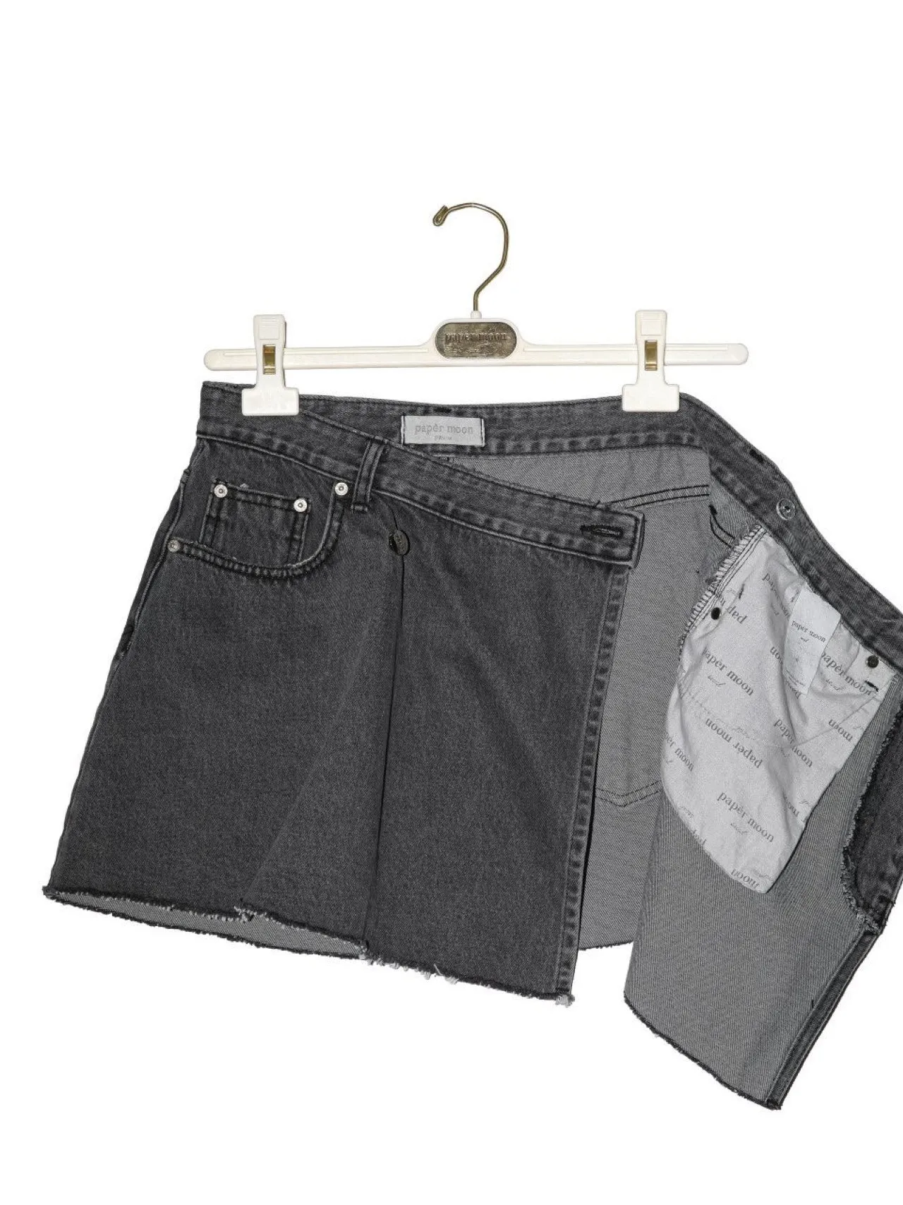 UNBALANCED WRAP DENIM SKIRT
