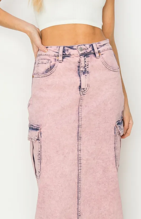 UTILITY PINK DYED MAXI SKIRT