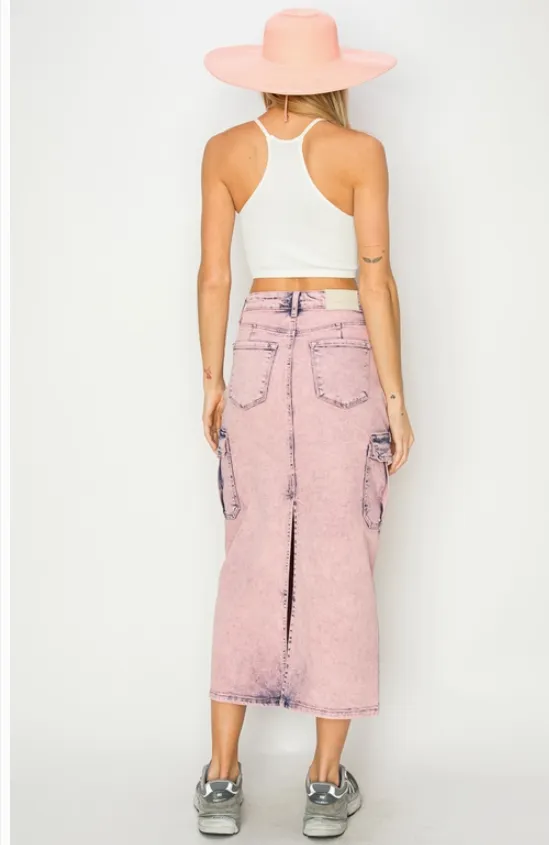 UTILITY PINK DYED MAXI SKIRT