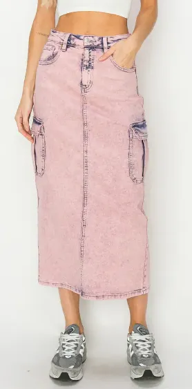 UTILITY PINK DYED MAXI SKIRT