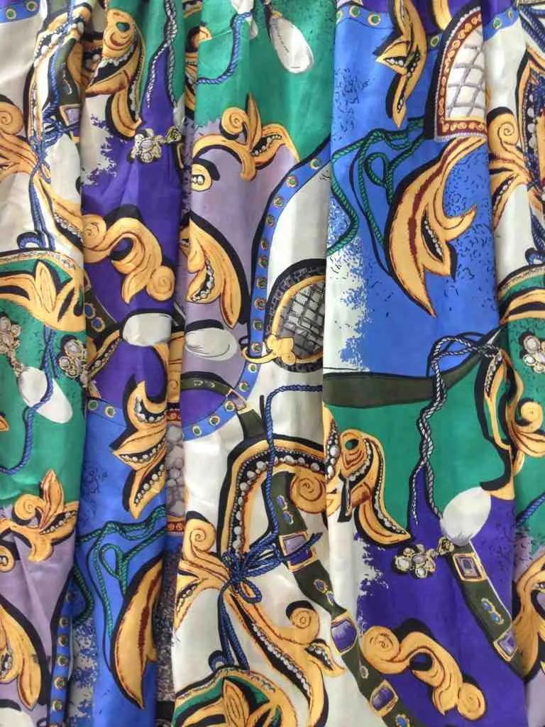 Vintage Carla Silk Printed Skirt