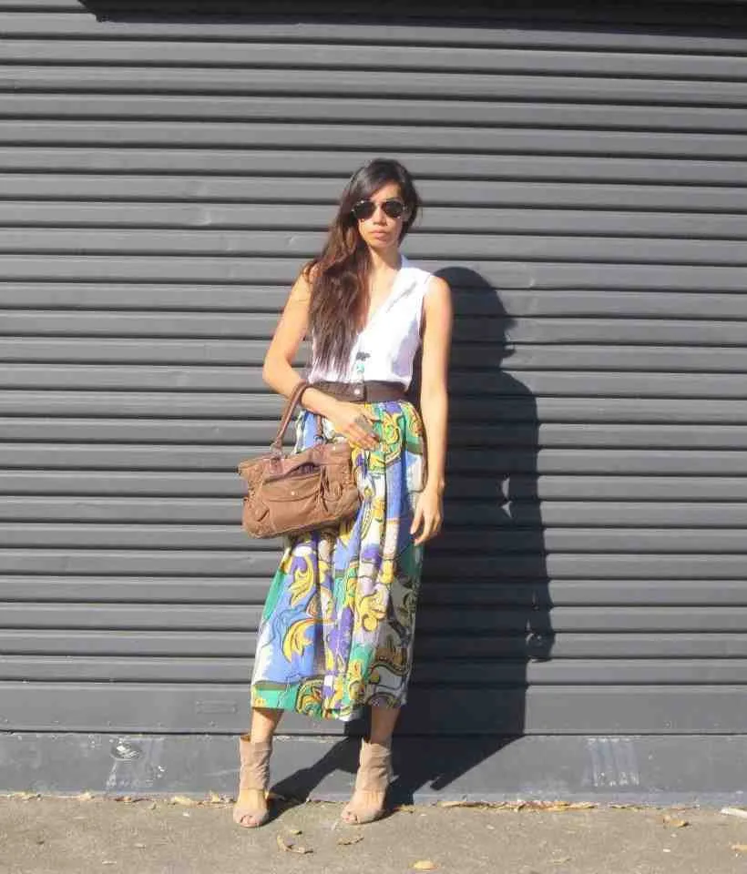 Vintage Carla Silk Printed Skirt