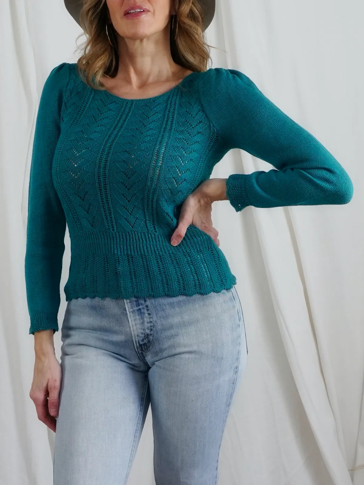 Vintage Teal Crochet Knit