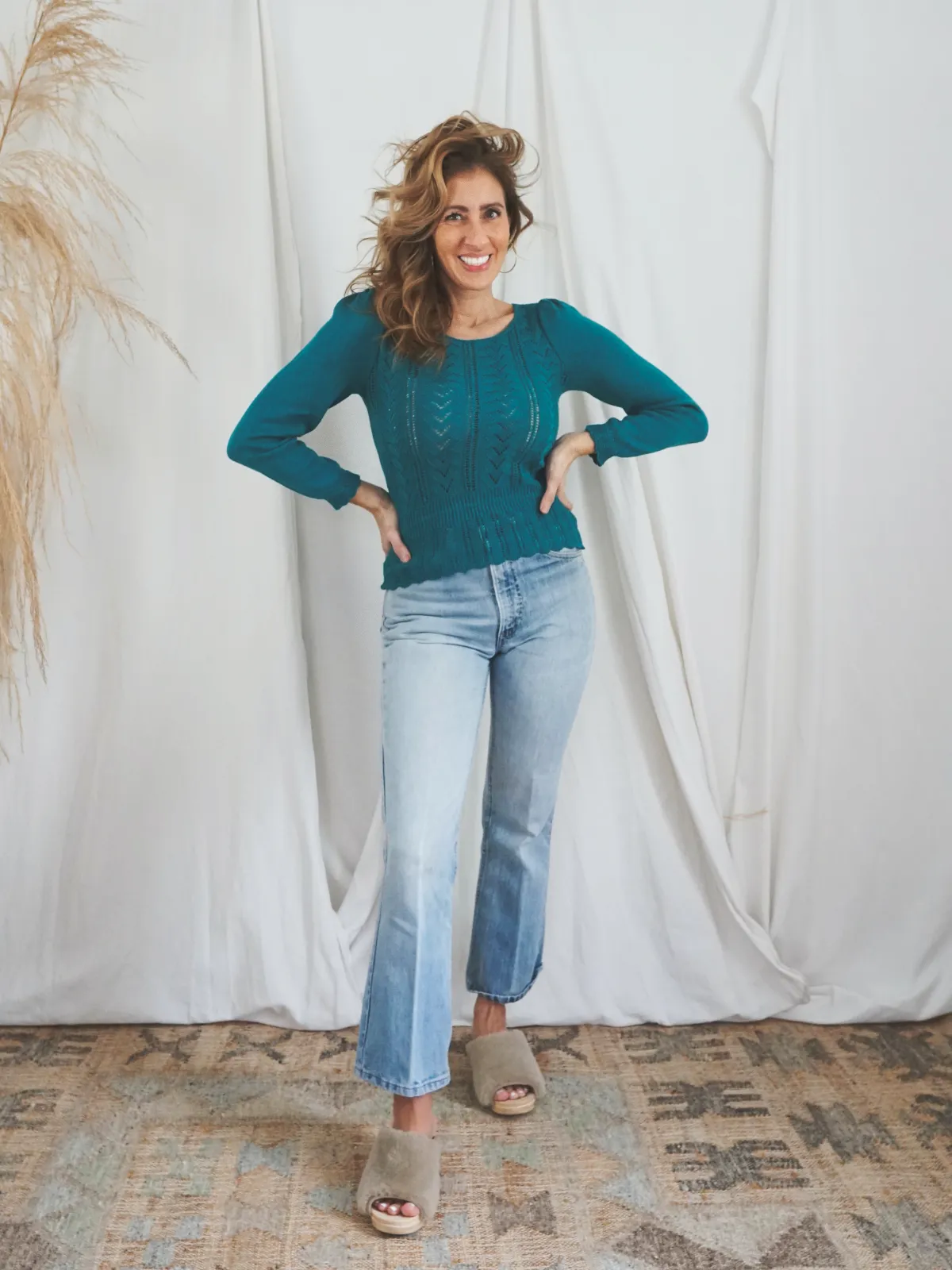 Vintage Teal Crochet Knit