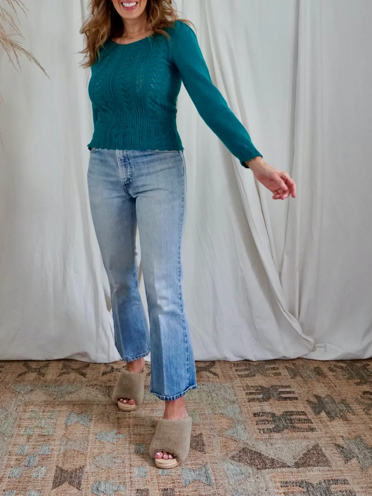 Vintage Teal Crochet Knit