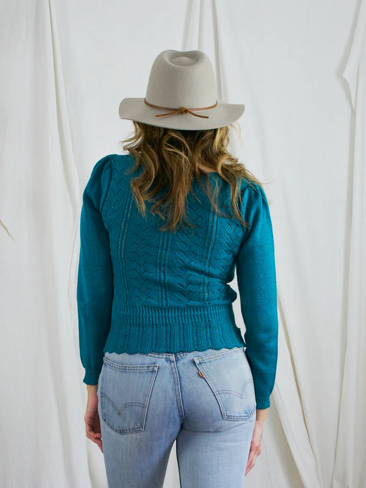 Vintage Teal Crochet Knit