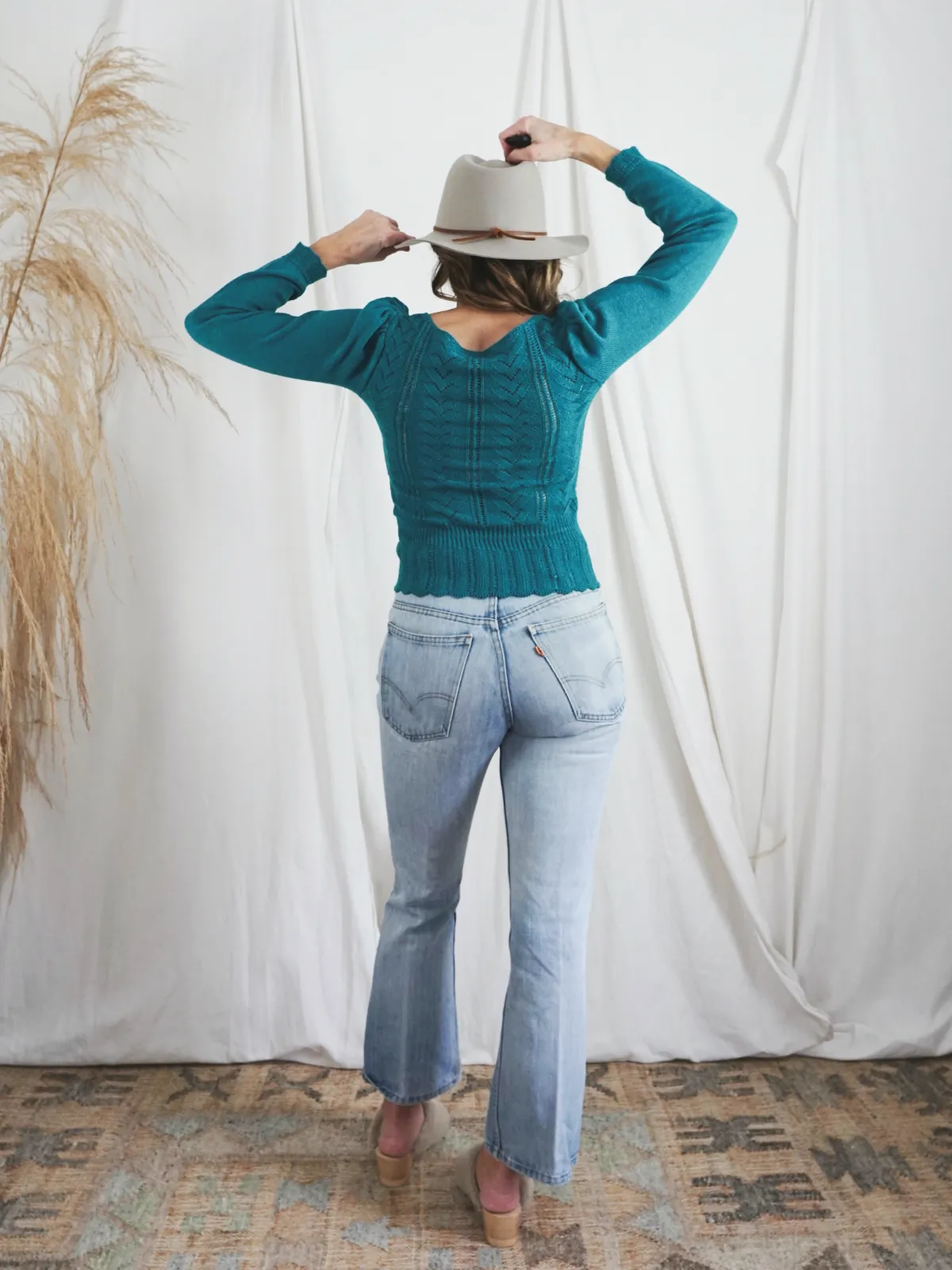 Vintage Teal Crochet Knit