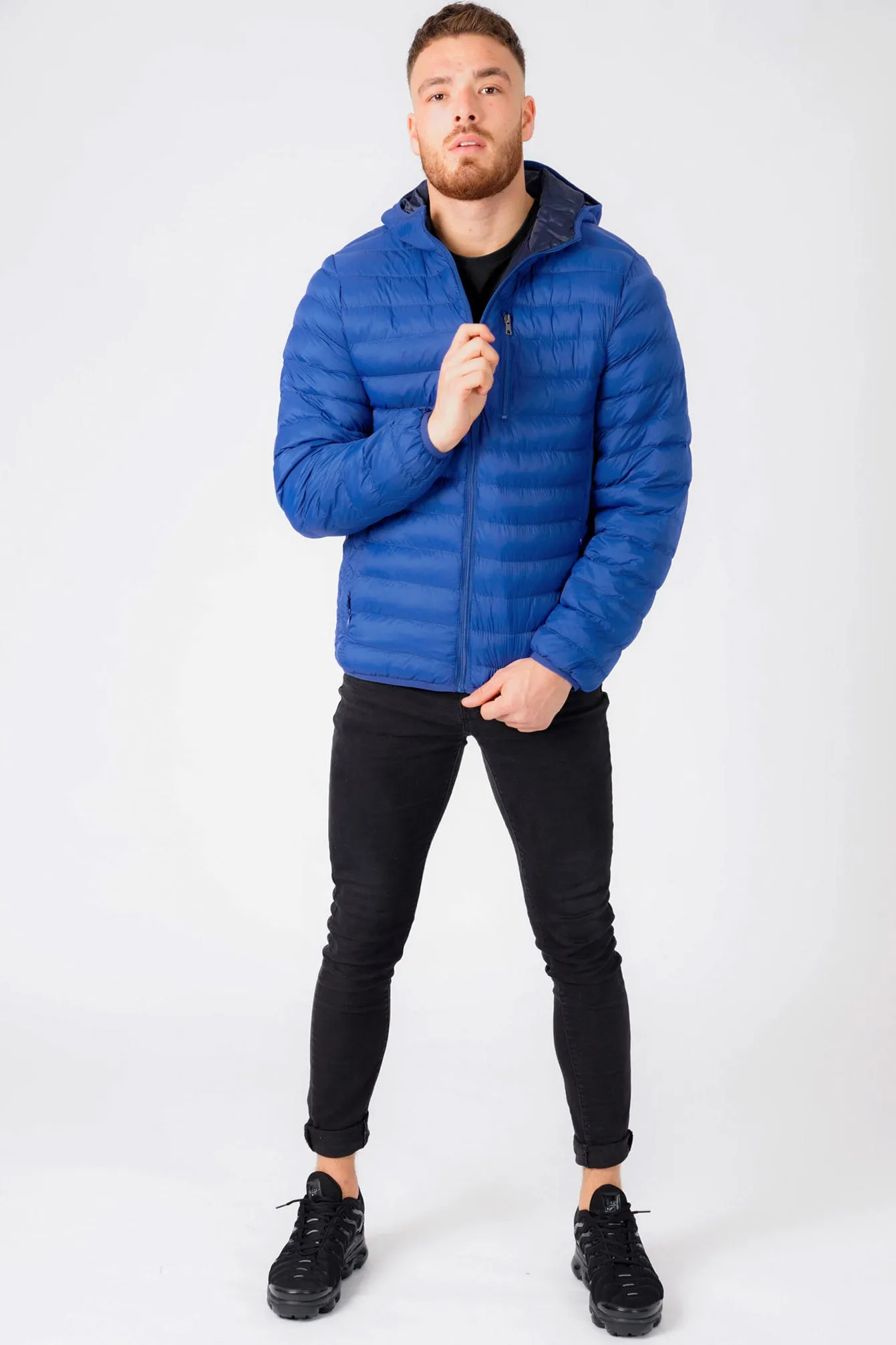 Vizzini Quilted Puffer Jacket with Hood in Sodalite Blue - Tokyo Laundry