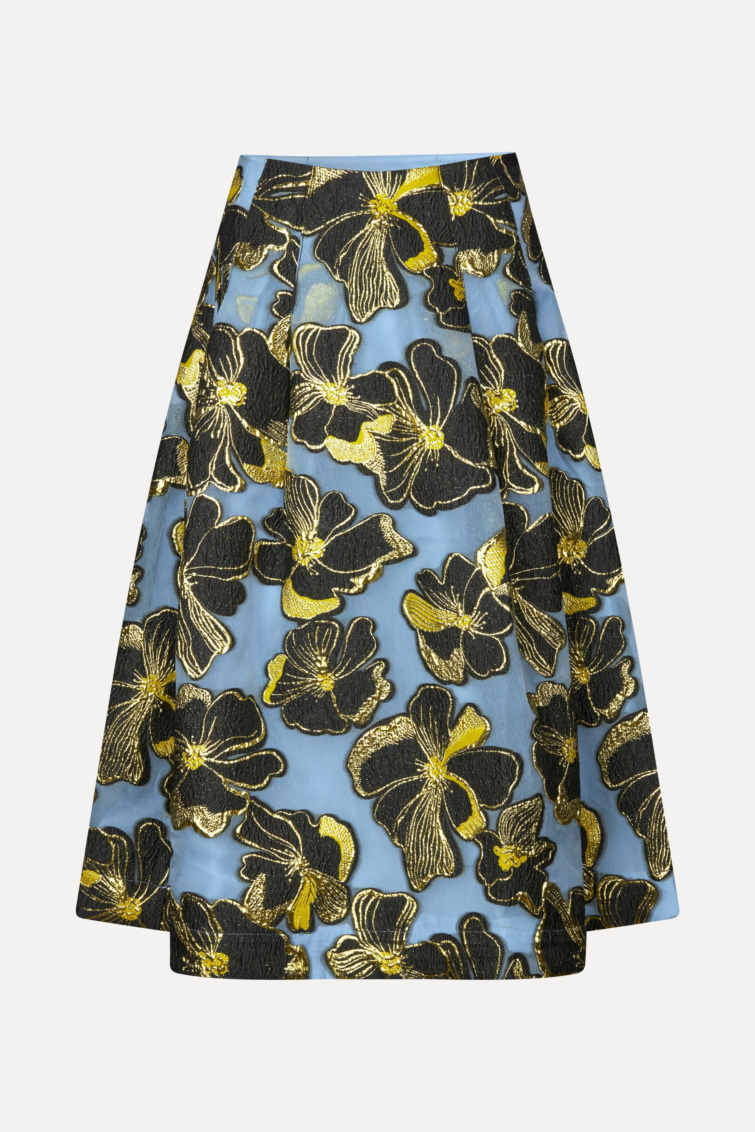 Voluminous Midi Skirt - Blue Anemone Jacquard