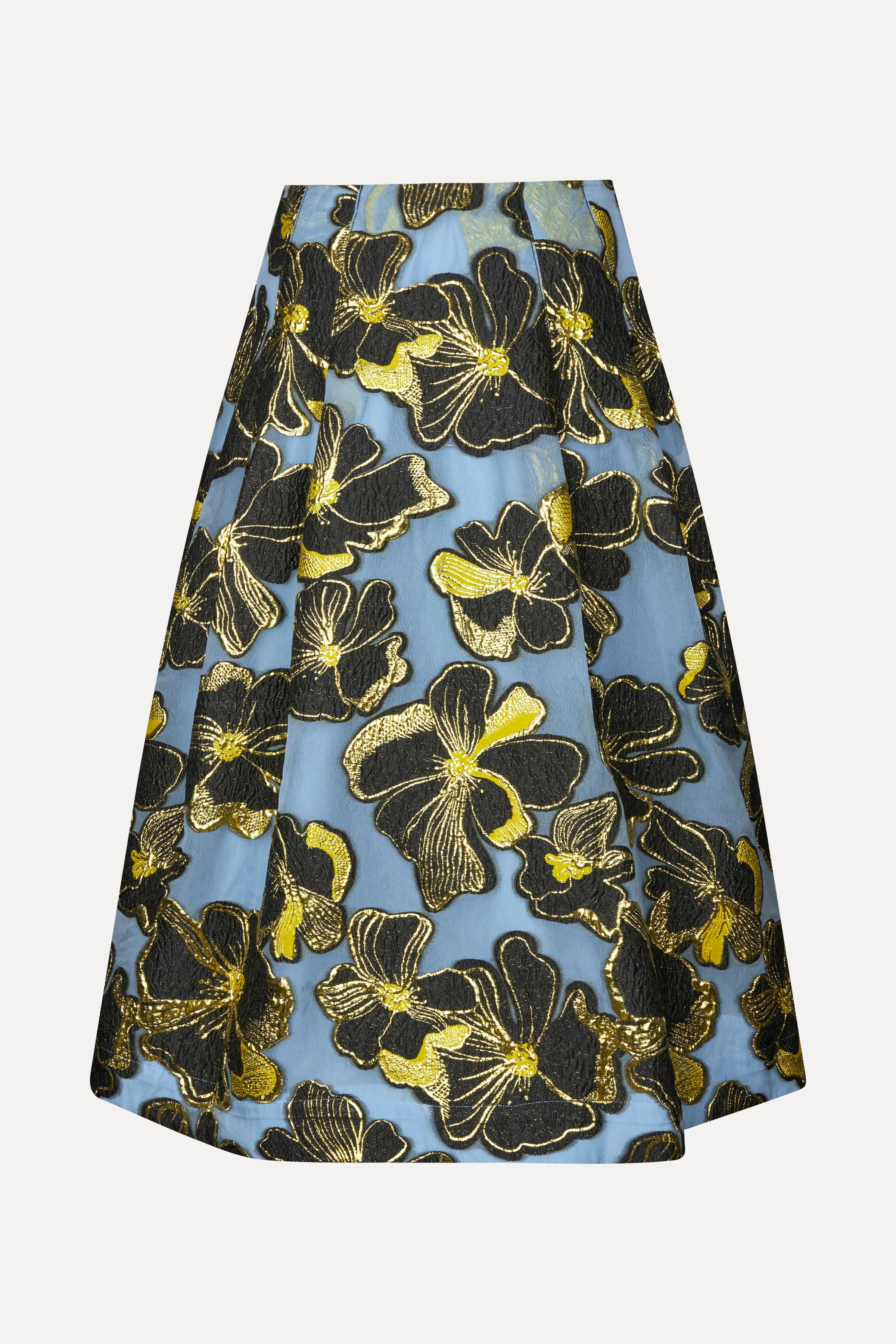 Voluminous Midi Skirt - Blue Anemone Jacquard