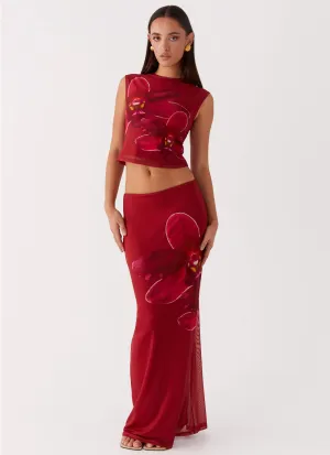Waiting For Dawn Mesh Maxi Skirt - Rosa