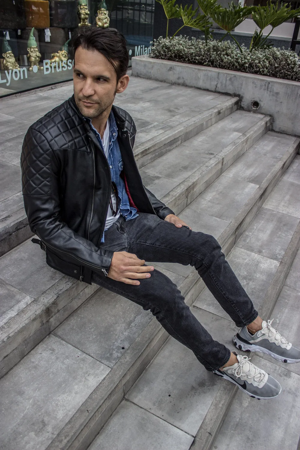 WILL1 Leather Jacket Quilted - Black