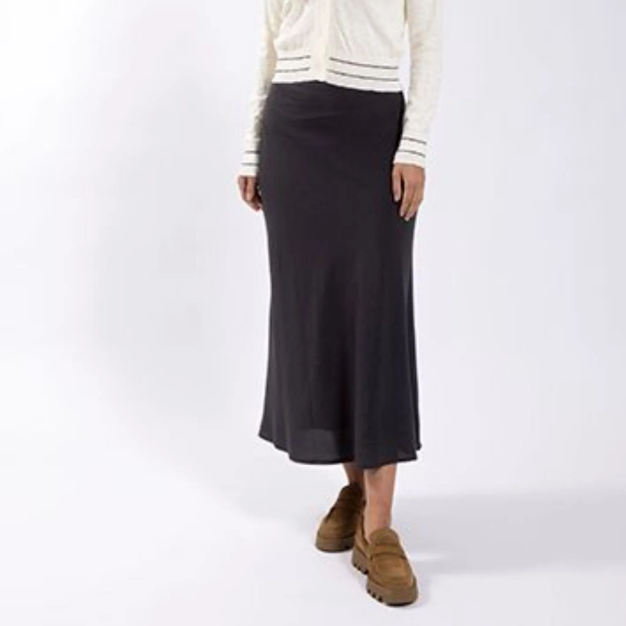 Woven A-Line Skirt Black